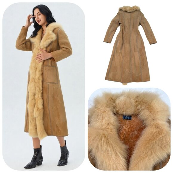 KRYOS Paris Jackets & Blazers - Vintage KRYOS Paris Shearling Sheepskin Coat with Fox Collar and panels IT 40